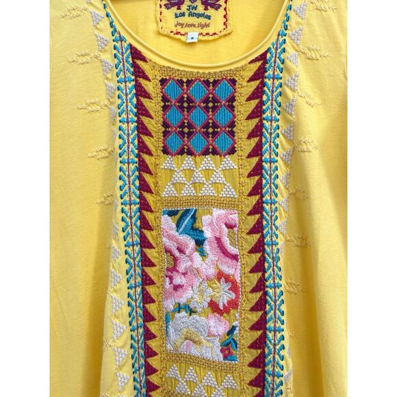 Johnny Was Floral Geometric Aztec Boho Southwest Embroidered Tunic Tee - Small - Picture 4 of 8